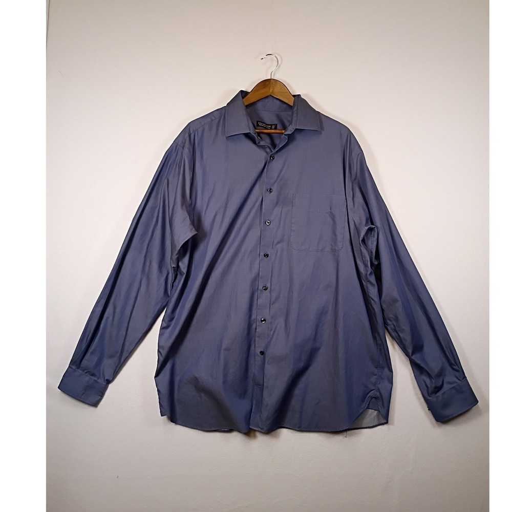 Business Professional Rochester Mens 17.5 38/39 Blue Egyptian Cotton Shirt